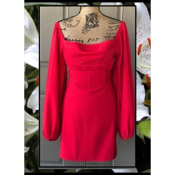 Princess Polly LILLIE Long Sleeve Mini Dress Red Size 10 - Picture 4 of 6